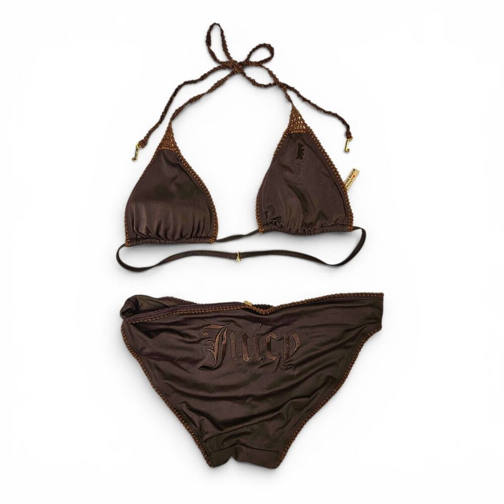 Y2k Juicy Couture Brown Bikini Crochet Details - Medium - Picture 1 of 10